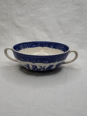 Antique Allertons Blue Willow Ceramic Bouillon Cup Transferware England